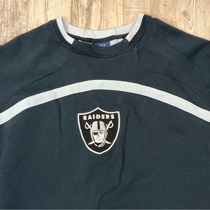 Las Vegas Oakland Raiders Men L Black Solid Reebok Long Sleeve Crew Neck NFL